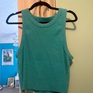 Sleeveless Teal Ribbed Women's Top